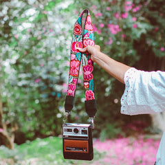 Embroidered Bag Strap Camera Strap Floral Flowers Leather Faja Guatemala